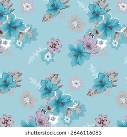 Ethnic style, floral, colorful fabric patterns. Textile illustration, fashion design suitable for printing, wallpaper, decoration, web and cover.