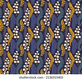 Ethnic style floral colorful seamless pattern. Can be printed and used as wrapping paper, wallpaper, textile, fabric.  Ethnic embroidery. Indian, Scandinavian, Gypsy, Mexican, Ukrainian pattern.
