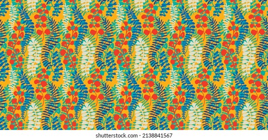 Ethnic style floral colorful seamless pattern. Can be printed and used as wrapping paper, wallpaper, textile, fabric.  Ethnic embroidery. Indian, Scandinavian, Gypsy, Mexican, Ukrainian pattern.