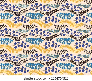 Ethnic style floral colorful seamless pattern. Can be printed and used as wrapping paper, wallpaper, textile, fabric.  Ethnic embroidery. Indian, Scandinavian, Gypsy, Mexican, Ukrainian pattern.