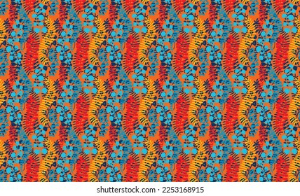 Ethnic style floral colorful seamless pattern. Can be printed and used as wrapping paper, wallpaper, textile, fabric. Ethnic embroidery. Indian, Scandinavian, Gypsy, Mexican, Ukrainian pattern.