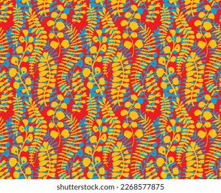 Ethnic style floral colorful seamless pattern. Can be printed and used as wrapping paper, wallpaper, textile, fabric. Ethnic embroidery. Indian, Scandinavian, Gypsy, Mexican, Ukrainian pattern.