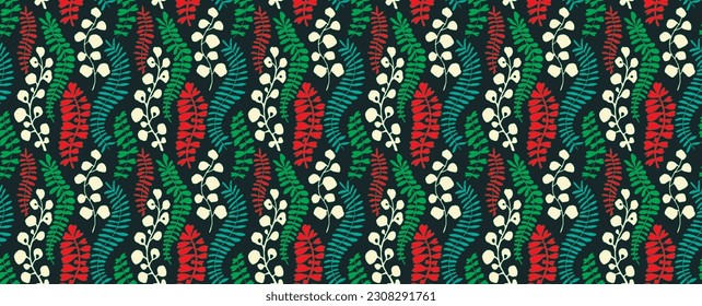 Ethnic style floral colorful seamless pattern. Can be printed and used as wrapping paper, wallpaper, textile, fabric. Ethnic embroidery. Indian, Scandinavian, Gypsy, Mexican. Ukrainian pattern.
