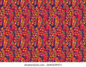 Ethnic style floral colorful seamless pattern. Can be printed and used as wrapping paper, wallpaper, textile, fabric. Ethnic embroidery. Indian, Scandinavian, Gypsy, Mexican, Ukrainian pattern.