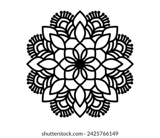 ethnic style flower mandala art on white background
