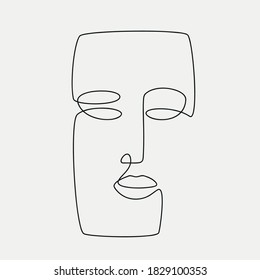 Ethnic style line-art face illustrations. Modern minimalist art prints. Esp10 vector.