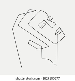 Ethnic style line-art face illustrations. Modern minimalist art prints. Esp10 vector.