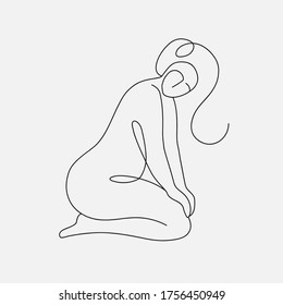 Ethnic style line-art woman illustrations. Modern minimalism art prints. Esp10 vector.