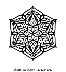 Ethnic style mandala paper cut template. Oriental vector graphic.