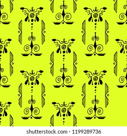 Ethnic style ornament. Seamless pattern. Abstract. Indian, Native American Aztec Yellow background