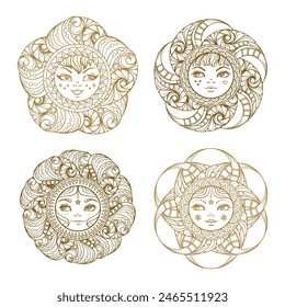 Ethnic style ornamental sun mandala vector illustration