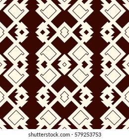 Ethnic style outline seamless pattern with geometric figures. Native americans ornamental abstract background. Tribal motif. Boho chic digital paper, textile print, page fill. Vector art