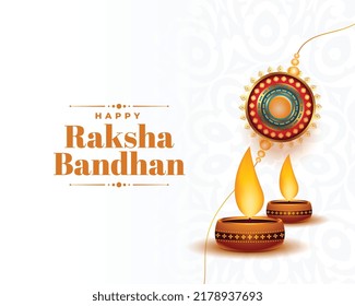 ethnic style raksha bandhan background with diya and rakhi design 