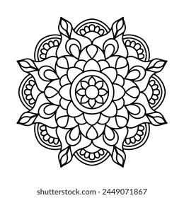 ethnic style relaxing mandala art for yoga logo, simple mandala design for coloring book and tattoo design
