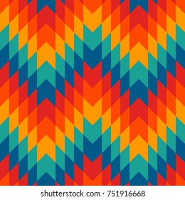 Ethnic style seamless pattern with chevron lines. Native americans ornamental background. Tribal motif. Colorful mosaic wallpaper. Boho chic digital paper, textile print, page fill. Vector art