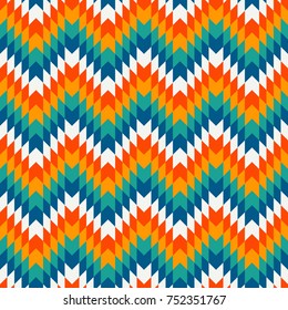 Ethnic style seamless pattern with chevron lines. Native americans ornamental background. Tribal motif. Colorful mosaic wallpaper. Boho chic digital paper, textile print, page fill. Vector art