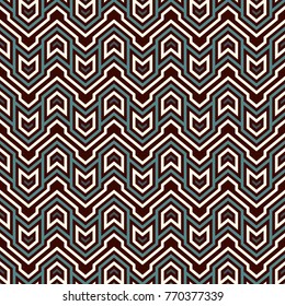 Ethnic style seamless pattern with chevron lines. Native americans ornamental background. Tribal motif. Colorful mosaic wallpaper. Boho chic digital paper, textile print, page fill. Vector art