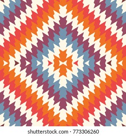 Ethnic style seamless pattern with chevron lines. Native americans ornamental background. Tribal motif. Colorful mosaic wallpaper. Boho chic digital paper, textile print, page fill. Vector art
