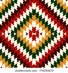 Ethnic style seamless pattern with chevron lines. Native americans ornamental background. Tribal motif. Colorful mosaic wallpaper. Boho chic digital paper, textile print, page fill. Vector art