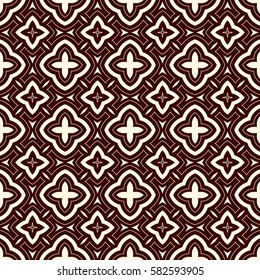 Ethnic style seamless pattern with floral motif. Outline abstract background. Tribal ornament. Boho chic digital paper, textile print, page fill. Vector art