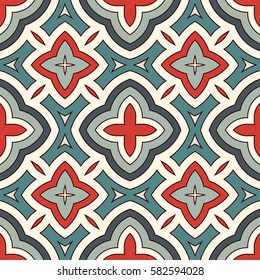 Ethnic style seamless pattern with floral motif. Vintage pastel colors abstract background. Tribal ornament. Boho chic digital paper, textile print, page fill. Vector art