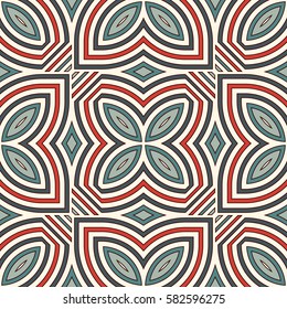 Ethnic style seamless pattern with floral motif. Vintage blue pastel colors abstract background. Tribal ornament. Boho chic digital paper, textile print, page fill. Vector art