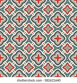 Ethnic style seamless pattern with floral motif. Vintage pastel colors abstract background. Tribal ornament. Boho chic digital paper, textile print, page fill. Vector art