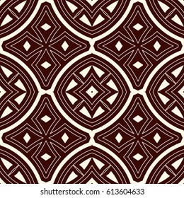 Ethnic style seamless pattern with floral motif. Outline abstract background. Tribal ornament. Boho chic digital paper, textile print, page fill. Vector art