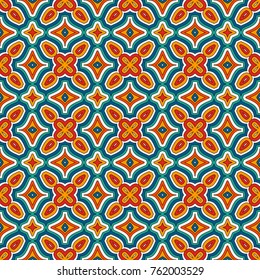 Ethnic style seamless pattern with floral motif. Vintage bright colors abstract background. Tribal ornament. Eclectic digital paper, textile print, page fill. Vector art