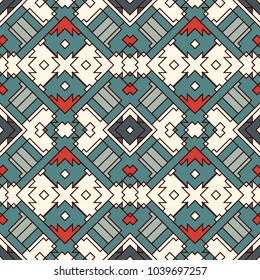 Ethnic style seamless pattern with geometric figures. Native americans ornamental abstract background. Tribal motif. Boho chic digital paper, textile print, page fill. Vector art