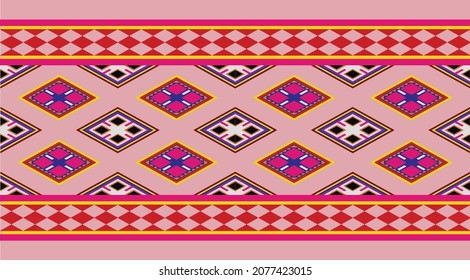 Ethnic style seamless pattern with geometric figures. Repeated squares and rhombuses ornamental abstract background. Tribal motif. Boho chic digital paper, textile print, page fill. Vector art