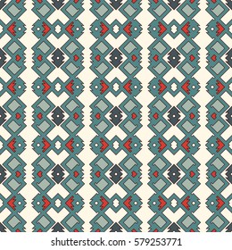 Ethnic style seamless pattern with geometric figures. Native americans ornamental abstract background. Tribal motif. Boho chic digital paper, textile print, page fill. Vector art