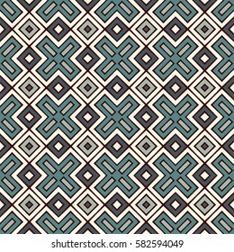 Ethnic style seamless pattern with geometric figures. Native americans ornamental abstract background. Tribal motif. Digital paper, textile print, page fill. Vector art