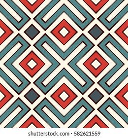 Ethnic style seamless pattern with geometric figures. Native americans ornamental abstract background. Tribal motif. Digital paper, textile print, page fill. Vector art