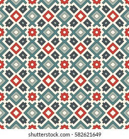 Ethnic style seamless pattern with geometric figures. Native americans ornamental abstract background. Tribal motif. Boho chic digital paper, textile print, page fill. Vector art