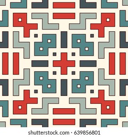 Ethnic style seamless pattern with geometric figures. Native americans ornamental abstract background. Tribal motif. Boho chic digital paper, textile print, page fill. Vector art