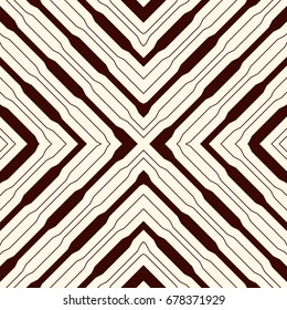 Ethnic style seamless pattern with geometric figures. Repeated stripes ornamental abstract background. Tribal motif. Boho chic digital paper, textile print, page fill. Vector art