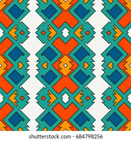 Ethnic style seamless pattern with geometric figures. Native americans ornamental abstract background. Tribal motif. Boho chic digital paper, textile print, page fill. Vector art