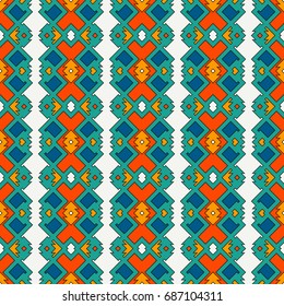 Ethnic style seamless pattern with geometric figures. Native americans ornamental abstract background. Tribal motif. Boho chic digital paper, textile print, page fill. Vector art