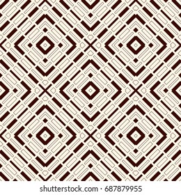 Ethnic style seamless pattern with geometric figures. Repeated stripes ornamental abstract background. Tribal motif. Boho chic digital paper, textile print, page fill. Vector art