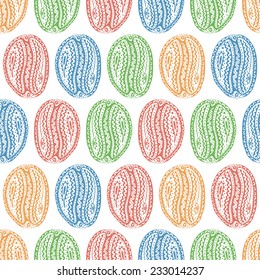 Ethnic style seamless pattern with hand drawn coffee beans. Perfect for pattern fills, web page background, wallpaper 