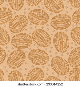 Ethnic style seamless pattern with hand drawn coffee beans. Perfect for pattern fills, web page background, wallpaper 