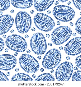 Ethnic Style Seamless Pattern With Hand Drawn Coffee Beans. Perfect For Pattern Fills, Web Page Background, Wallpaper 