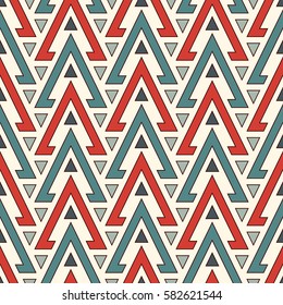 Ethnic style seamless pattern with repeated triangles. Native americans ornamental abstract background. Tribal motif. Boho chic digital paper, textile print, page fill. Vector art