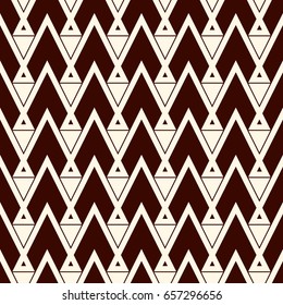 Ethnic style seamless pattern with repeated triangles. Zigzag lines motif. geometric ornament. Native americans background. Tribal Boho chic digital paper, textile print, page fill. Vector art