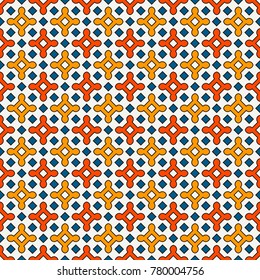 Ethnic style seamless pattern with repeated geometric figures. Ornamental abstract background. Oriental motif. Digital paper, textile print, page fill. Vector art illustration