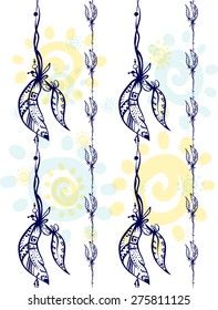 ethnic style seamless texture. native american feathers pattern