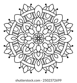 ethnischer Stil einfache und einfache Mandala-Design zum Färben Buch, Wandkunst, Tattoo-Design, Mandala Kunst für Henna-Design, künstlerische Mandala Design
