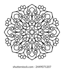 ethnic style simple mandala art for coloring book, easy mandala art for mehendi design
