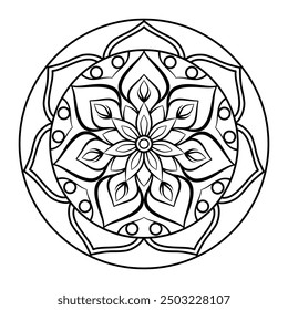 Ethnic style simple mandala ,Mandala coloring pages vector, Flower Mandala, design for a wallpaper paint shirt and tile sticker, on white background  